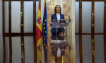 Cuca Gamarra en declaraciones a los medios en el Congreso