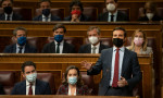 Pablo Casado hoy, durante la sesión de control al Gobierno en el Congreso