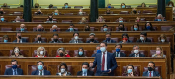 Teodoro García Egea hoy, en la sesión de control al Gobierno en el Congreso