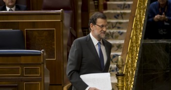 Mariano Rajoy se dispone a subir a la tribuna durante el DEN 2014 