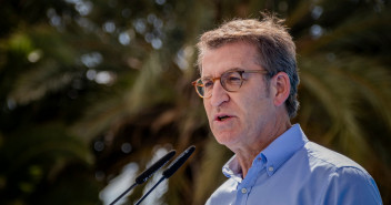 Alberto Núñez Feijóo durante su intervención en la visita a Santa Cruz de Tenerife