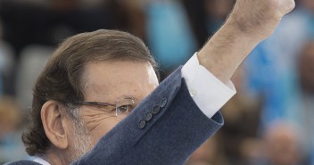 Mariano Rajoy en el acto de central de campaña en Madrid