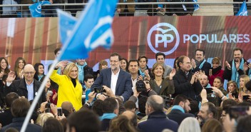 Mariano Rajoy en el acto de central de campaña en Madrid
