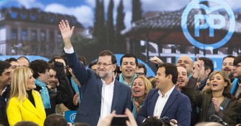 Mariano Rajoy en el acto de central de campaña en Madrid