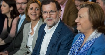 Mariano Rajoy junto a Luisa Fernanda Rudi y Mª Dolores Cospedal