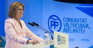 María Dolores de Cospedal durante su intervención en el 14 Congreso del PPCV