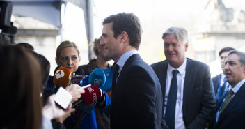 Pablo Casado en la reunión del PPE