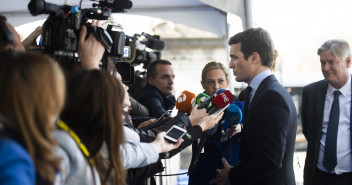 Pablo Casado en la reunión del PPE