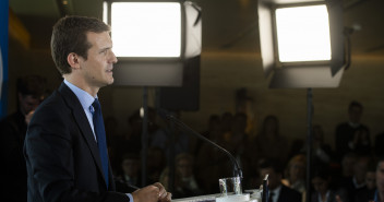 Pablo Casado en la presentación del programa electoral en Barcelona