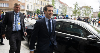 Pablo Casado a su llegada a la cumbre del PP Europeo en Bruselas