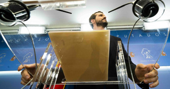 Pablo Casado, en rueda de prensa desde el Congreso de los Diputados.