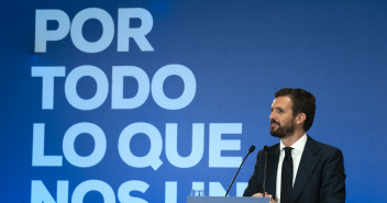 Pablo Casado en un acto con interventores y apoderados de Murcia.