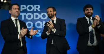 Pablo Casado en un acto con interventores y apoderados de Murcia.