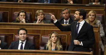 Pablo Casado, durante su intervención en el debate de investidura