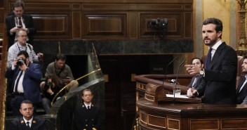 Pablo Casado, durante su intervención en el debate de investidura