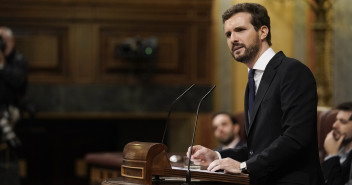 Pablo Casado, durante su intervención en el debate de investidura