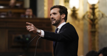 Pablo Casado, durante su intervención en el debate de investidura