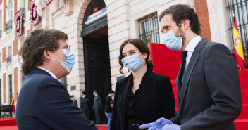 Pablo Casado, Isabel Díaz Ayuso y José Luis Martínez-Almeida en el acto de Homenaje a los Héroes del 2 de Mayo que celebra la Comunidad de Madrid