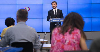 Pablo Casado en rueda de prensa tras el Comité de Dirección