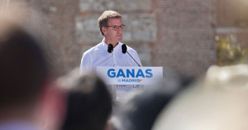 El presidente del PP, Alberto Núñez Feijóo, durante su intervención