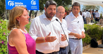 Miguel Tellado, Fernando López Miras y Carlos Mazón asisten  al “Encuentro Popular Región de Murcia–Comunidad Valenciana 2022”