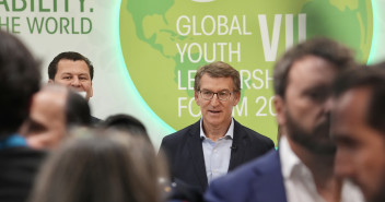 Alberto Núñez Feijóo interviene en el Foro Global Youth Leadership, en Santander.