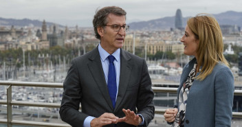  Encuentro de Alberto Núñez Feijóo con Roberta Metsola en Barcelona