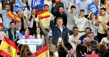 Alberto Núñez Feijóo en un mitin del PP en Murcia