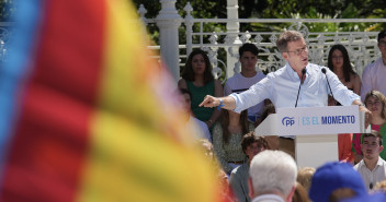 Alberto Núñez Feijóo en un mitin en Oviedo