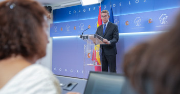 Rueda de prensa de Alberto Núñez Feijóo en el Congreso de los Diputados