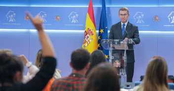 Rueda de prensa de Alberto Núñez Feijóo en el Congreso de los Diputados