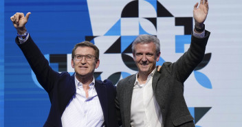 Alberto Núñez Feijóo y Alfonso Rueda mitin fin de campaña
