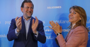 Mariano Rajoy y María Dolores de Cospedal en un acto en Pedreñeras