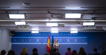 Cayetana Álvarez de Toledo, en rueda de prensa tras la reunión de la Junta de Portavoces