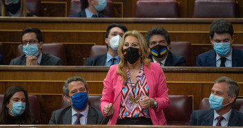 Carolina España hoy, durante la sesión de control al Gobierno en el Congreso