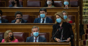 Elvira Rodriguez hoy, en la sesión de control al Gobierno en el Congreso