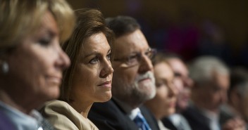 Esperanza Aguirre, María Dolores de Cospedal y Mariano Rajoy en la clausura