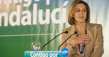 Mª Dolores de Cospedal durante una reunión con apoderados e interventores del PP de Jerez