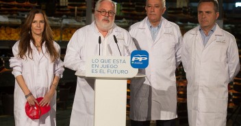 Miguel Arias Cañete durante su intervención junto a Javier Arenas y Teresa Jiménez-Becerril