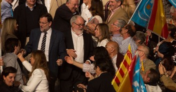 Mariano Rajoy y Arias Cañete a su llegada al acto