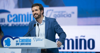 El presidente del Partido Popular, Pablo Casado, en su intervención en el 17 Congreso del PP de Galicia