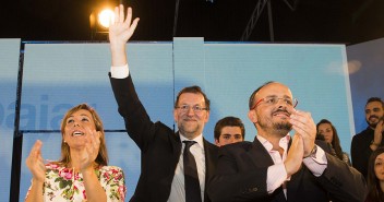 Mariano Rajoy con Alicia Sánchez-Camacho y Alejandro Fernández