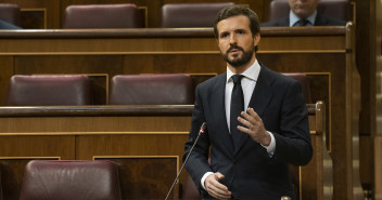 El presidente del Partido Popular, Pablo Casado, en la Sesión de Control al Gobierno