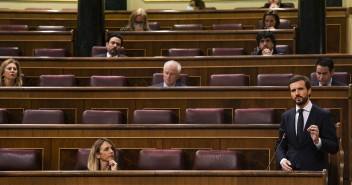 El presidente del Partido Popular, Pablo Casado, en la Sesión de Control al Gobierno