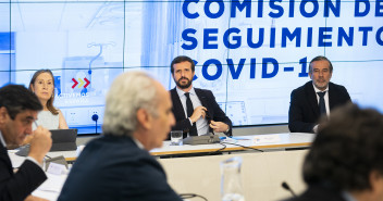 Pablo Casado en la Comisión de seguimiento COVID-19 del PP