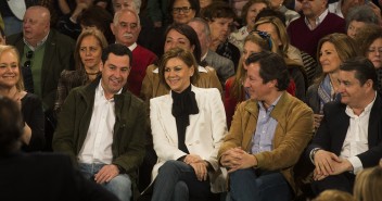 Juanma Moreno, Mª Dolores de Cospedal, Carlos Floriano y Antonio Sanz en el acto 