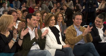 Juanma Moreno, Mª Dolores de Cospedal, Carlos Floriano y Antonio Sanz en el acto 