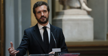 Pablo Casado hoy en el Senado, donde se reúne la comisión general de comunidades autónomas