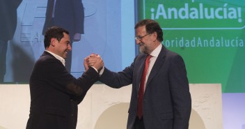 Juanma Moreno, candidato a la Presidencia de la Junta de Andalucía junto al Presidente del Gobierno, Mariano Rajoy