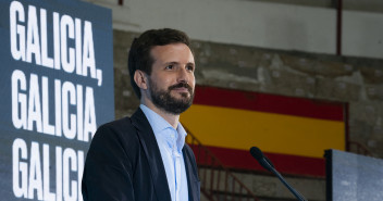 Pablo Casado en el acto central de las elecciones al Parlamento de Galicia
